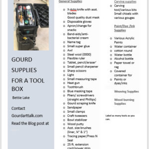 Check List of Gourd Supplies for a Travel Cart