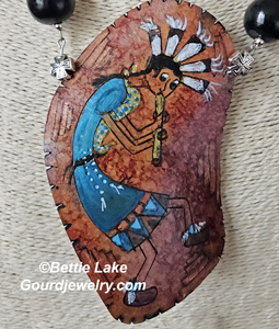 Happy Kokopelli Gourd Shard Necklace Set
