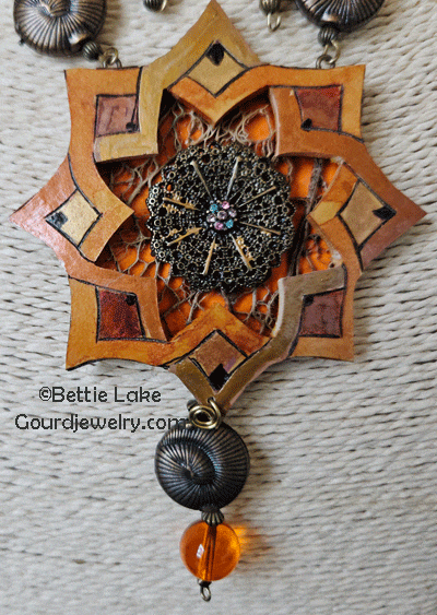 Orange Star Gourd Shard Necklace Set closeup