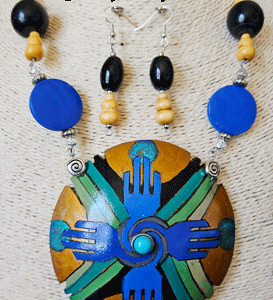Blue Regal Gourd Shard Necklace Set