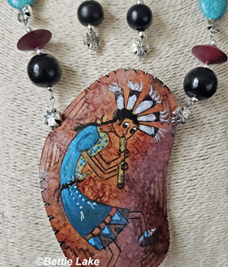 Happy Kokopelli Gourd Shard Necklace Set